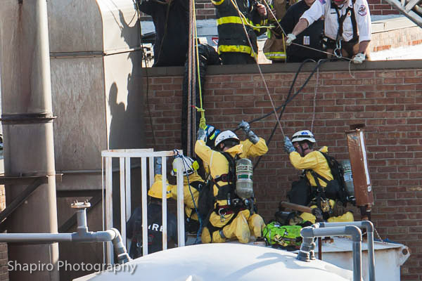Wheeling Fire Department confined space rescue of worker killed im chemical storage tank 11-29-12